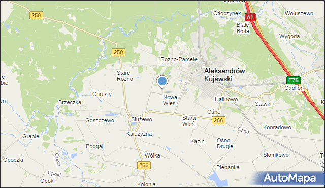 mapa Nowa Wieś, Nowa Wieś gmina Aleksandrów Kujawski na mapie Targeo